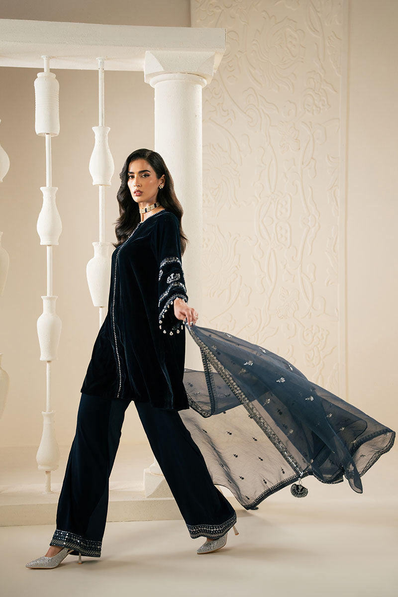 Cross Stitch | Luxury Pret | Sapphire Whisper-3PC (Shirt, Trouser & Dupatta)-4