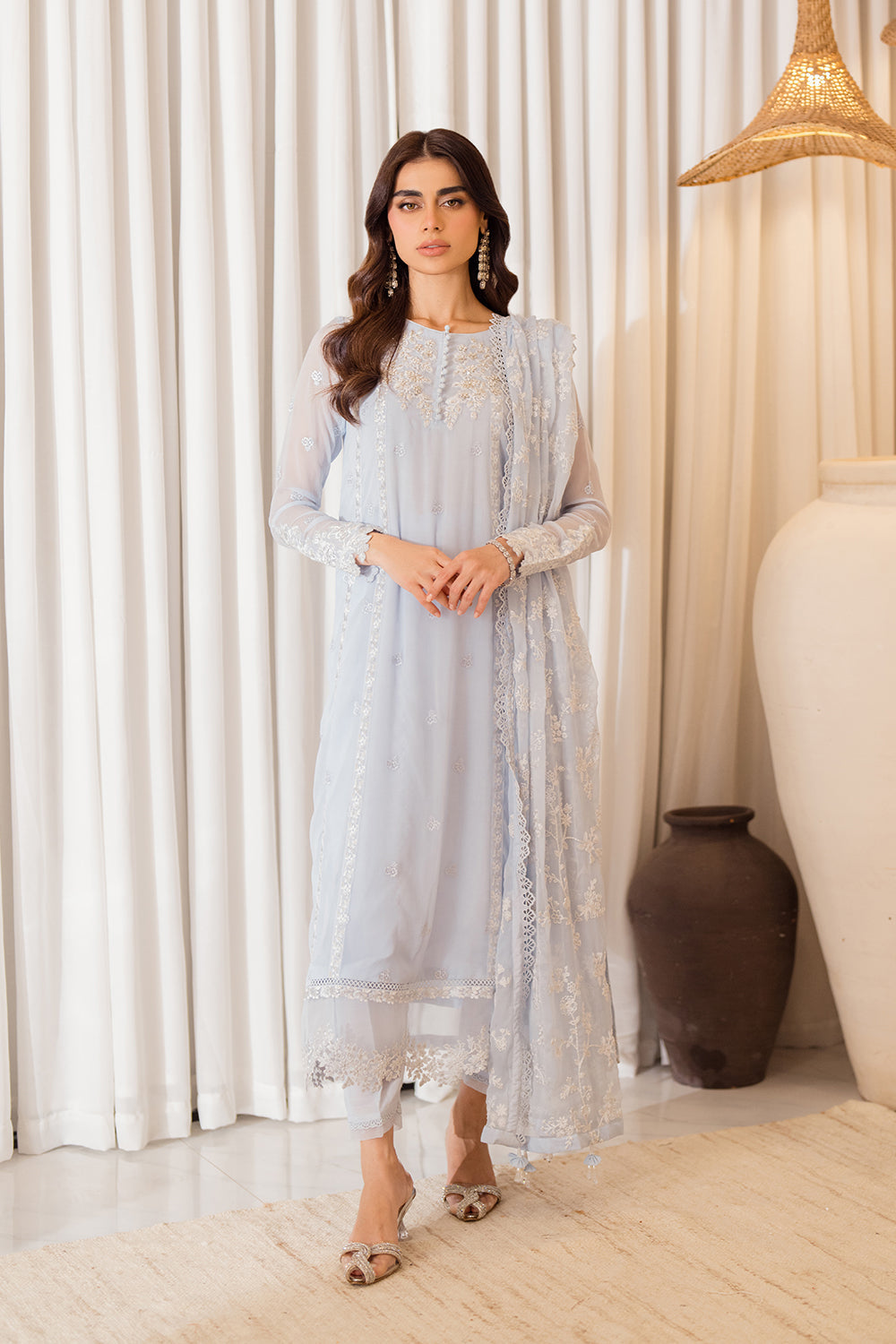 Azure | Ensembles Embroidered Formals | Serenity Sky -  Azure Ladies Clothes - Original Designer Dress - House of Maryam