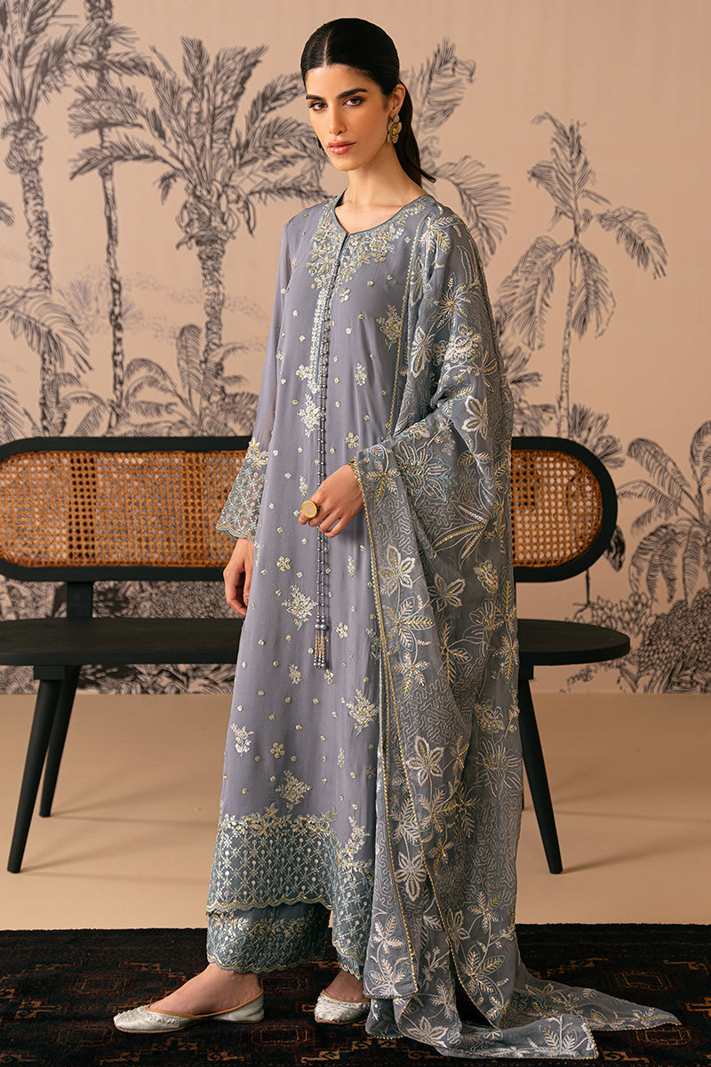 Cross Stitch | Luxe Atelier 24 | SMOKE BLUE by Designer Cross Stitch - House of Maryam - Pakistani Designer Ethnic Wear in {{ shop.shopifyCountryName }}