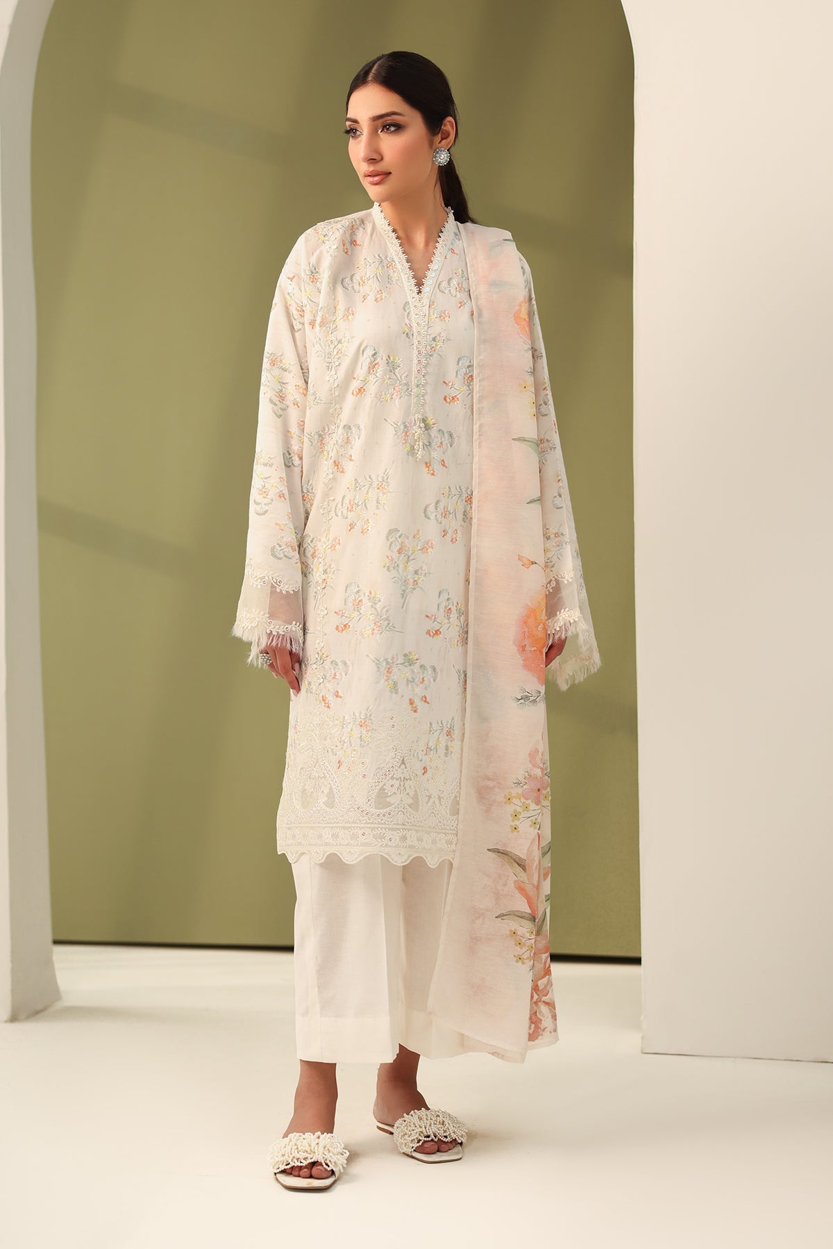 Baroque | Eid Printique | EMBROIDERED PRINTED LAWN UF-4181 -  Baroque Ladies Clothes - Original Designer Dress - House of Maryam
