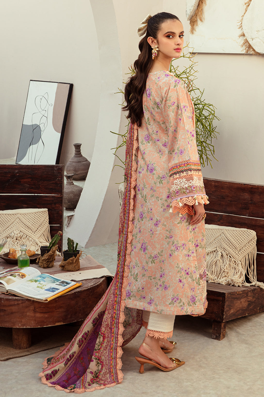 AJR Couture | Alif Affordable Lawn 24 | CORAL BLUSH by AJR Couture - House of Maryam