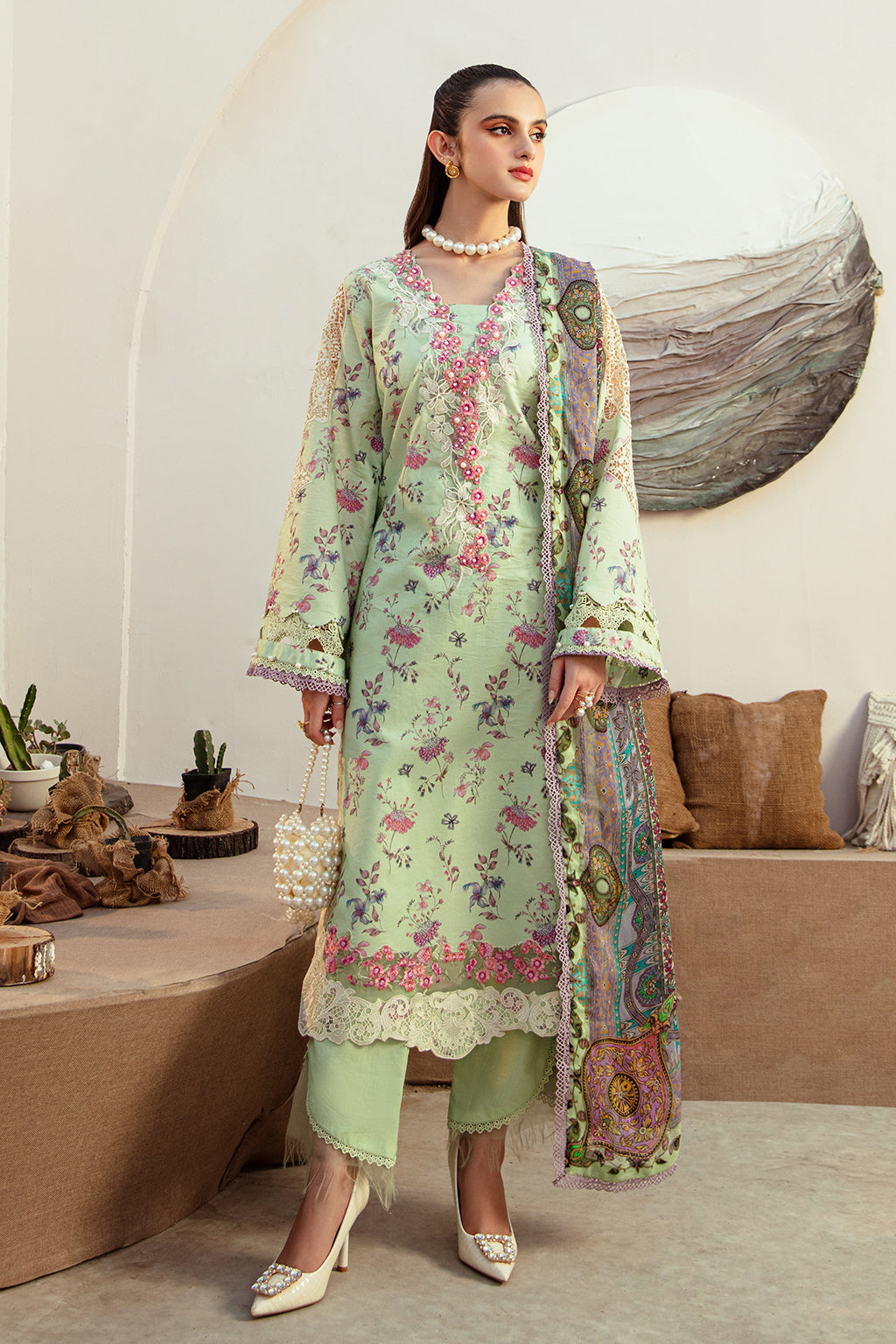 AJR Couture | Alif Affordable Lawn 24 | MINT MAGIC by AJR Couture - House of Maryam