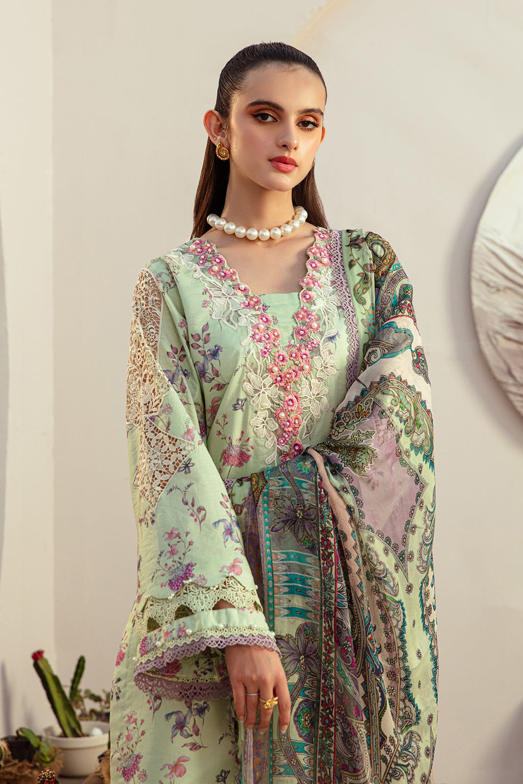 AJR Couture | Alif Affordable Lawn 24 | MINT MAGIC -  AJR Couture Luxury - Original Designer Dress - House of Maryam