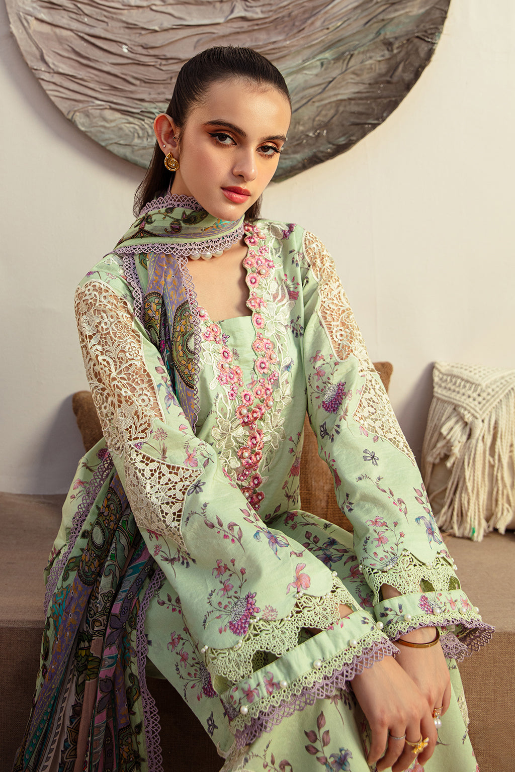 AJR Couture | Alif Affordable Lawn 24 | MINT MAGIC -  AJR Couture Luxury - Original Designer Dress - House of Maryam