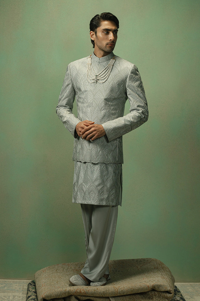 Republic By Omar Farooq | Bandhgala Suit | 'Emaad' Bandhgala Jacket -  Republic by Omar Farooq Bandhgala Suit - Original Designer Dress - House of Maryam