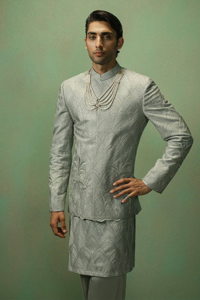 Republic By Omar Farooq | Bandhgala Suit | 'Emaad' Bandhgala Jacket -  Republic by Omar Farooq Bandhgala Suit - Original Designer Dress - House of Maryam