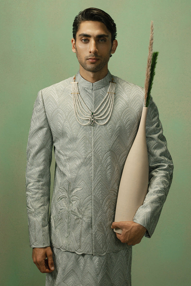 Republic By Omar Farooq | Bandhgala Suit | 'Emaad' Bandhgala Jacket -  Republic by Omar Farooq Bandhgala Suit - Original Designer Dress - House of Maryam