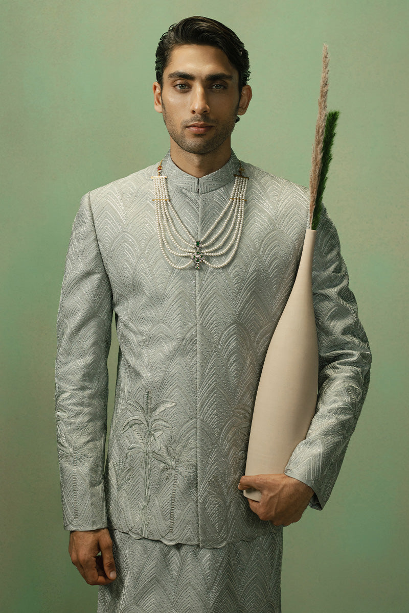 Republic By Omar Farooq | Bandhgala Suit | 'Emaad' Bandhgala Jacket -  Republic by Omar Farooq Bandhgala Suit - Original Designer Dress - House of Maryam