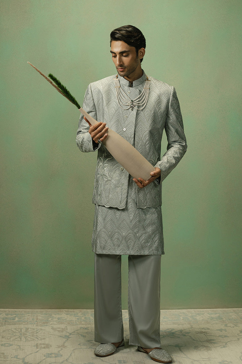 Republic By Omar Farooq | Bandhgala Suit | 'Emaad' Bandhgala Jacket -  Republic by Omar Farooq Bandhgala Suit - Original Designer Dress - House of Maryam