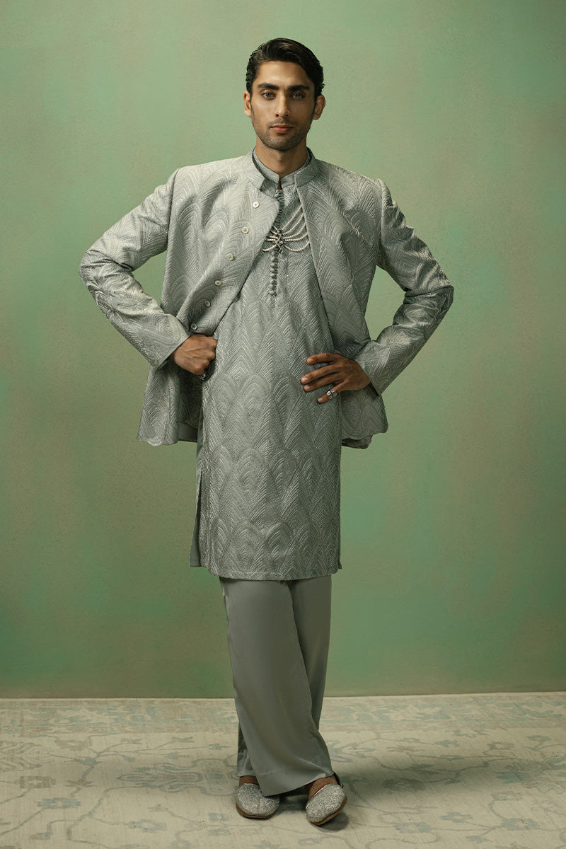 Republic By Omar Farooq | Bandhgala Suit | 'Emaad' Bandhgala Jacket -  Republic by Omar Farooq Bandhgala Suit - Original Designer Dress - House of Maryam