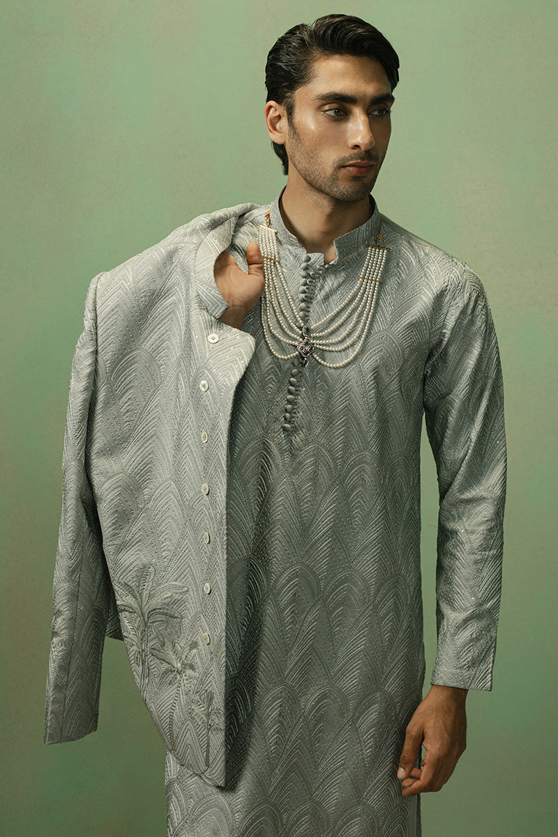 Republic By Omar Farooq | Bandhgala Suit | 'Emaad' Bandhgala Jacket -  Republic by Omar Farooq Bandhgala Suit - Original Designer Dress - House of Maryam