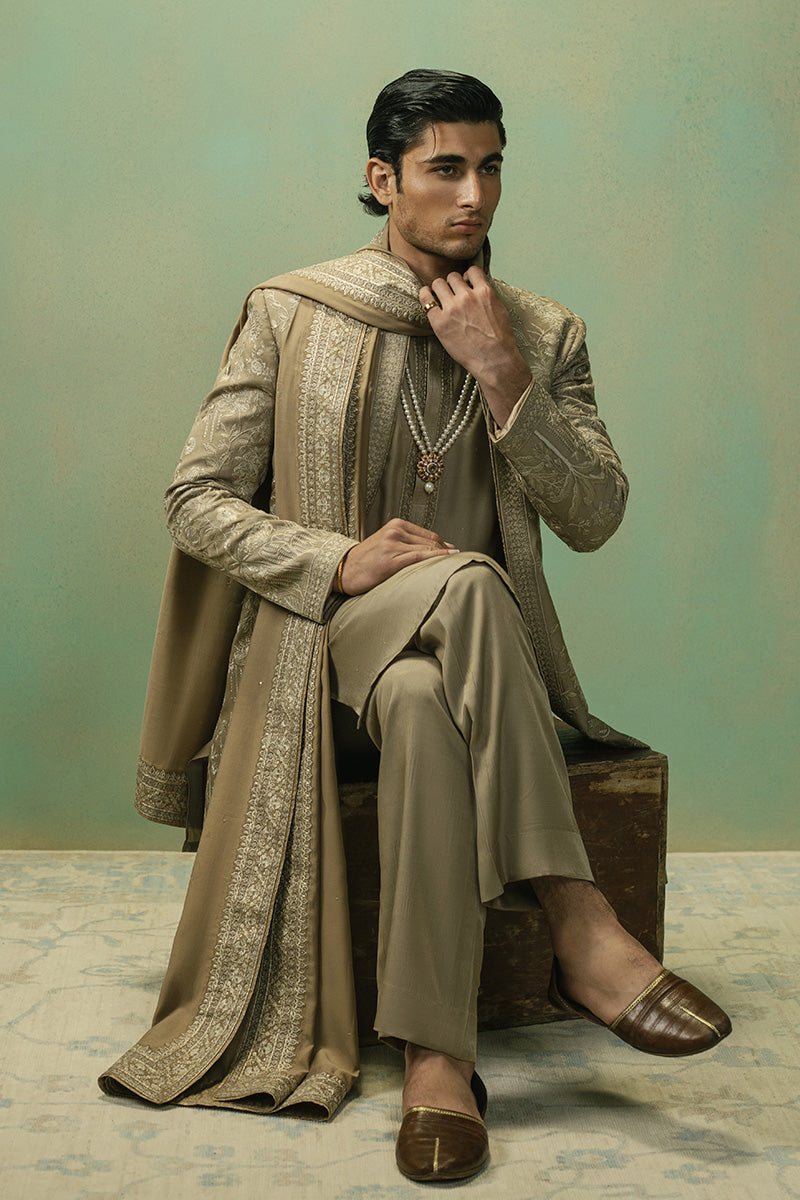 Republic By Omar Farooq | Sherwani Couture | 'Saud' Open Sherwani -  Republic by Omar Farooq SHERWANI COUTURE - Original Designer Dress - House of Maryam