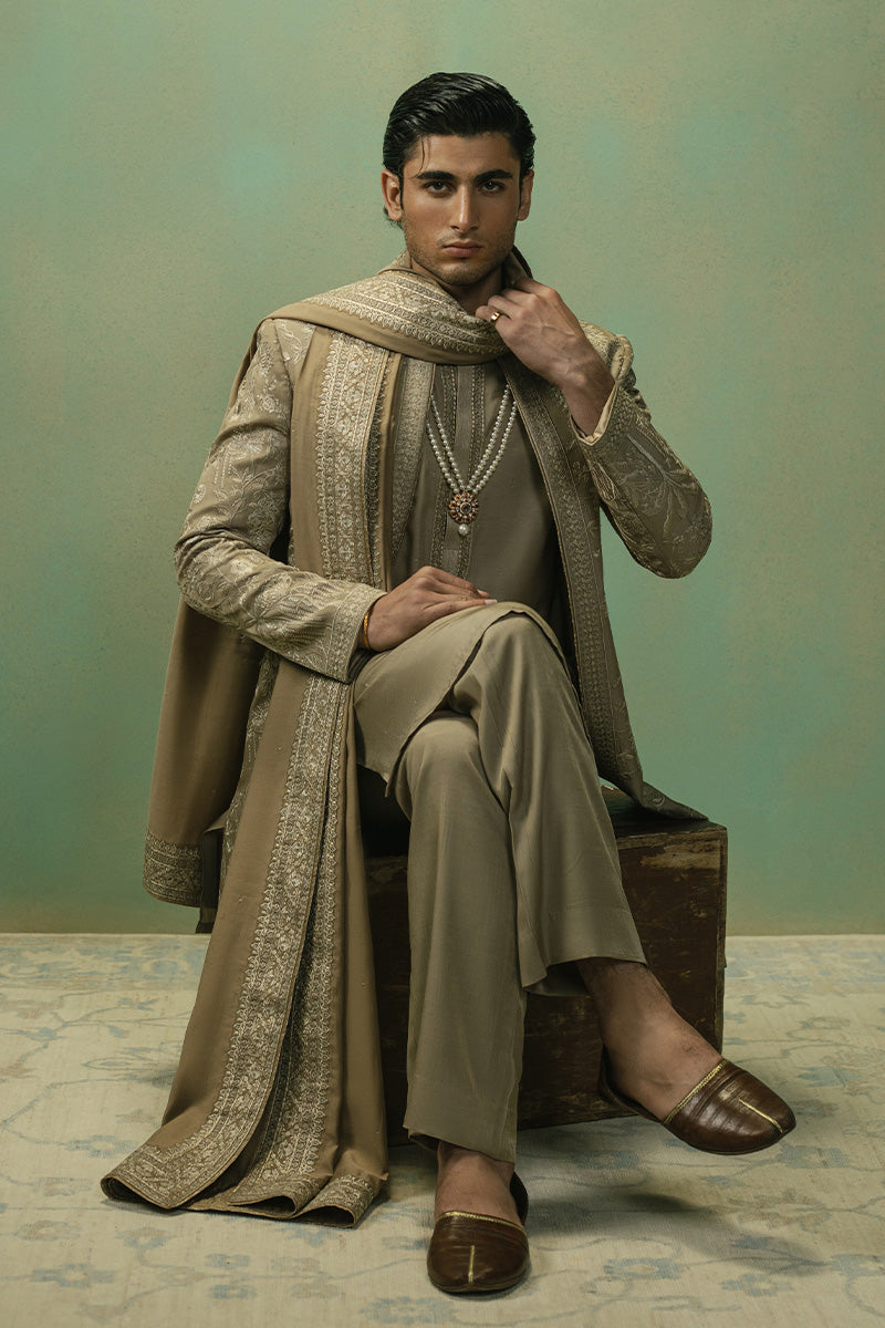 Republic By Omar Farooq | Sherwani Couture | 'Saud' Open Sherwani -  Republic by Omar Farooq SHERWANI COUTURE - Original Designer Dress - House of Maryam