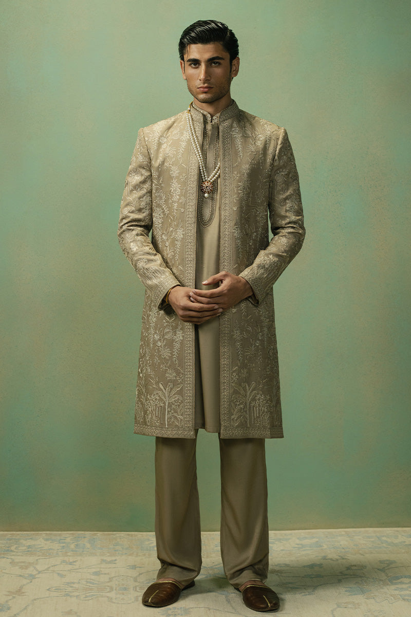 Republic By Omar Farooq | Sherwani Couture | 'Saud' Open Sherwani -  Republic by Omar Farooq SHERWANI COUTURE - Original Designer Dress - House of Maryam
