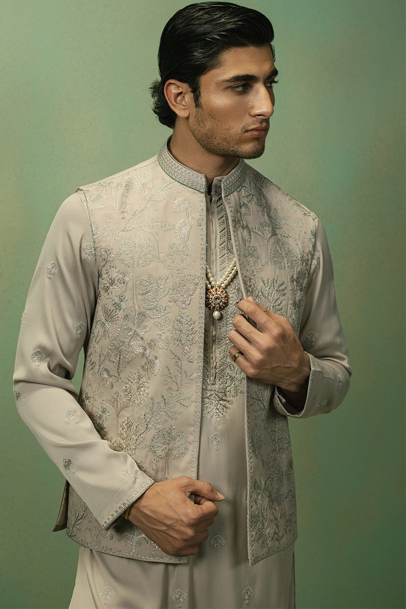 Republic By Omar Farooq | Luxury Rtw | 'Aariz' Open Waistcoat -  Republic by Omar Farooq Luxury RTW - Original Designer Dress - House of Maryam