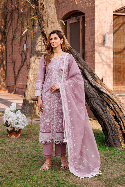 Farasha | Dastoor Embroidered Lawn SS24 | DAINTY LILAC -  Farasha Luxury - Original Designer Dress - House of Maryam