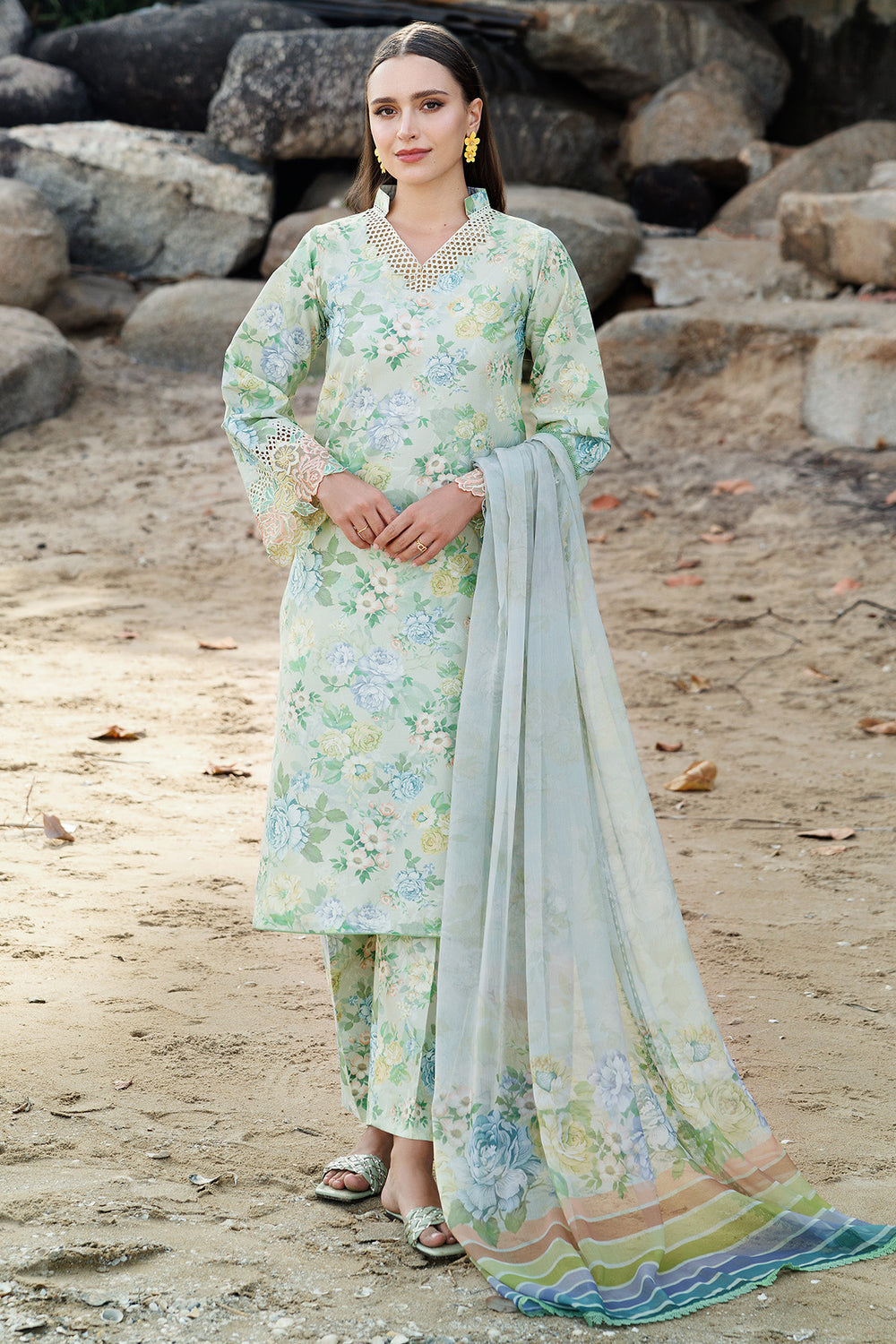 Farasha | Printed Essentials | Mint Bloom -  Farasha Ladies Clothes - Original Designer Dress - House of Maryam