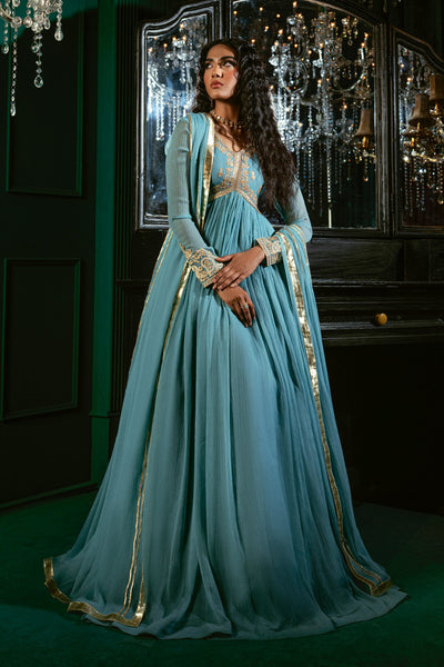 Hania & Umaimaz | Festive Collection | Aasmani -  Hania & Umaima  - Original Designer Dress - House of Maryam