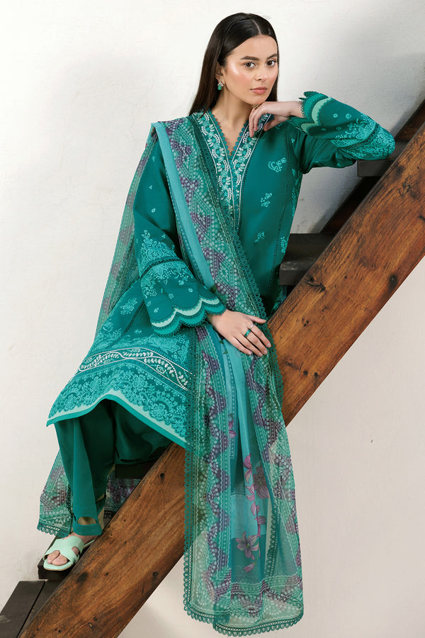 Farasha | Summer Weaves Embroidered Lawn | Dewy Teal -  Farasha Ladies Clothes - Original Designer Dress - House of Maryam