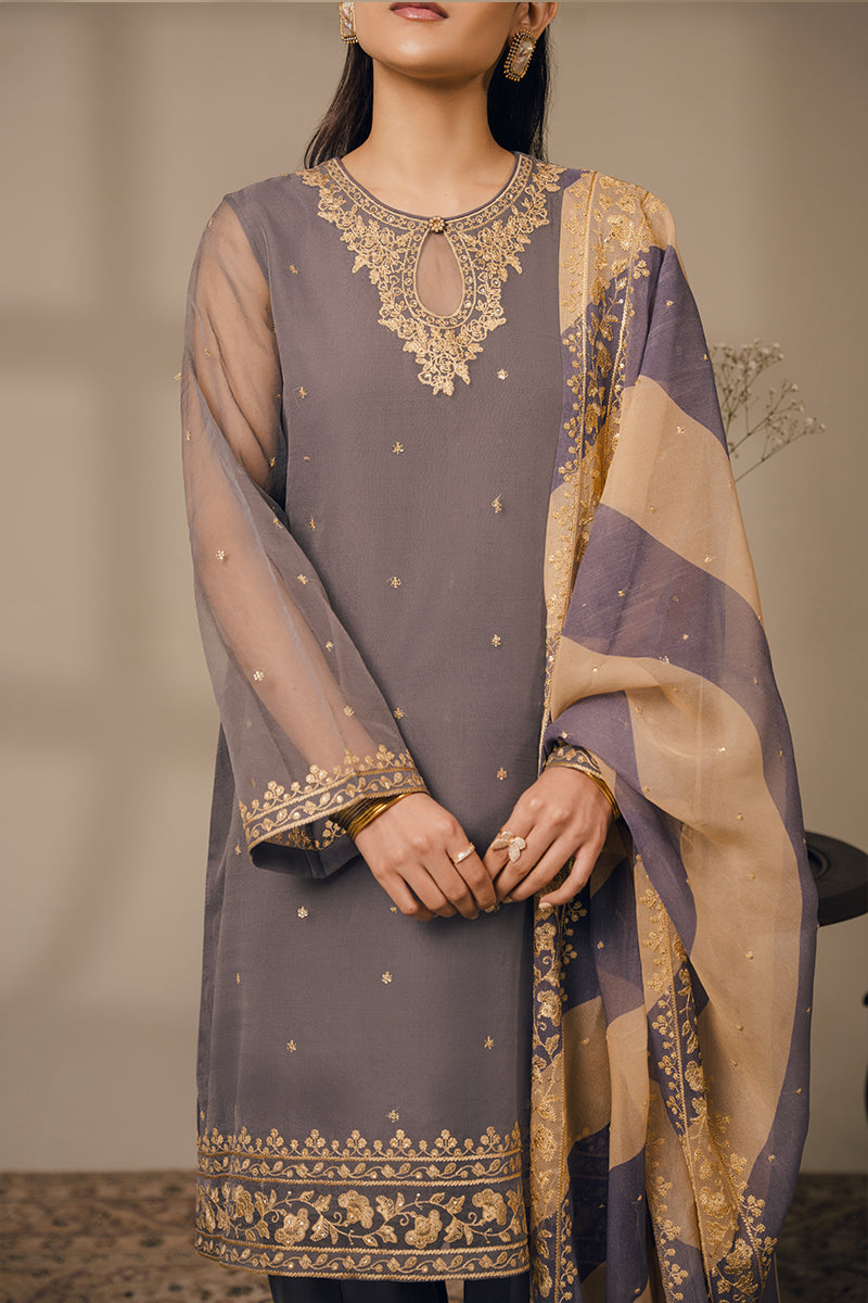 Cross Stitch | Luxury Pret | Gray Beryl-3 Piece (Shirt, Trouser & Dupatta), image 4