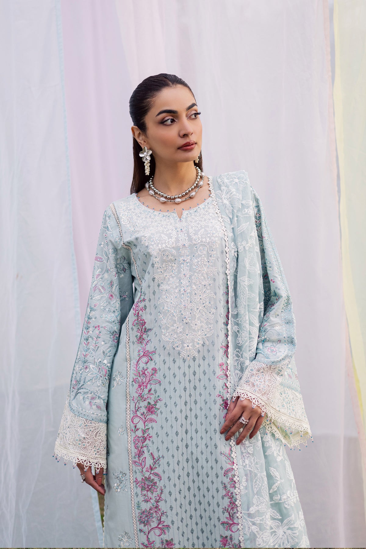 Batik | Naomi Luxury Lawn Eid Edit 26' | Ocean Swan 3Pc, image 2