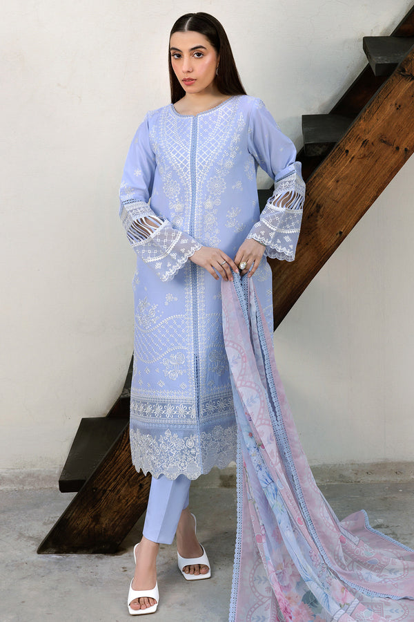 Farasha | Summer Weaves Embroidered Lawn | Serene Blue -  Farasha Ladies Clothes - Original Designer Dress - House of Maryam