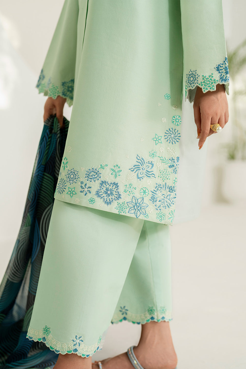 Farasha | Thread Lines Embroidered | Green Meadow -  Farasha Ladies Clothes - Original Designer Dress - House of Maryam