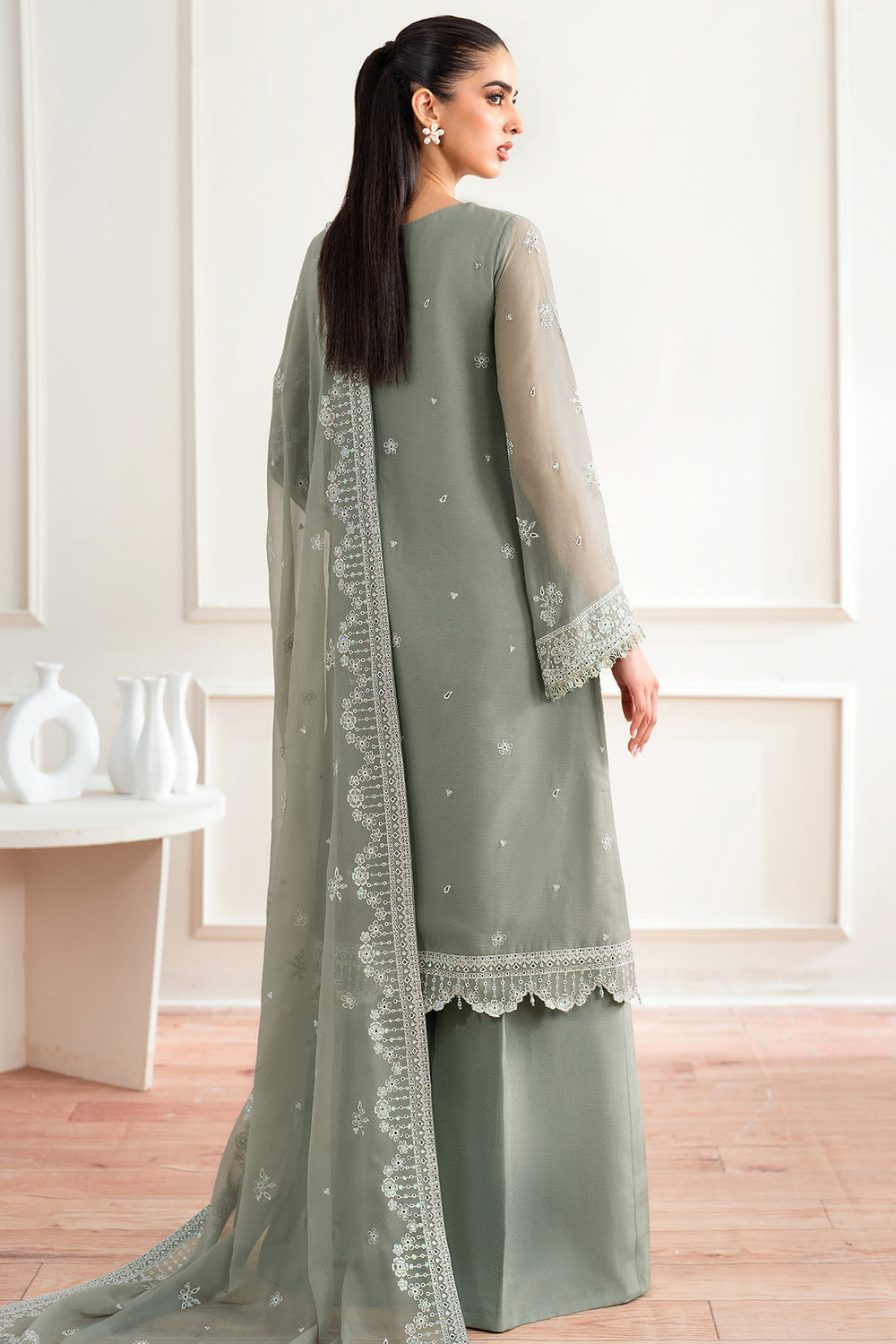 Farasha | Essence Formals 25 | Ash Green -  Farasha Ladies Clothes - Original Designer Dress - House of Maryam