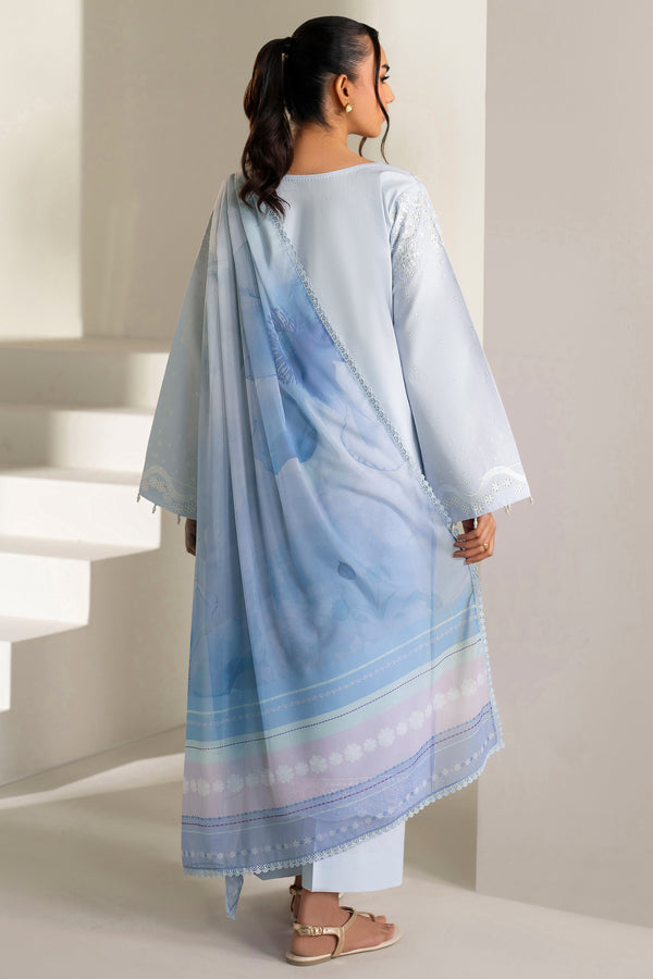 Farasha | Summer Weaves Embroidered Lawn | Pine Blue-2