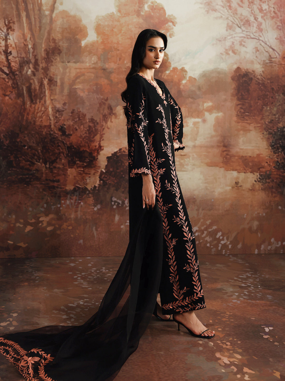 Caia | Embroidered Edit | Black Rose