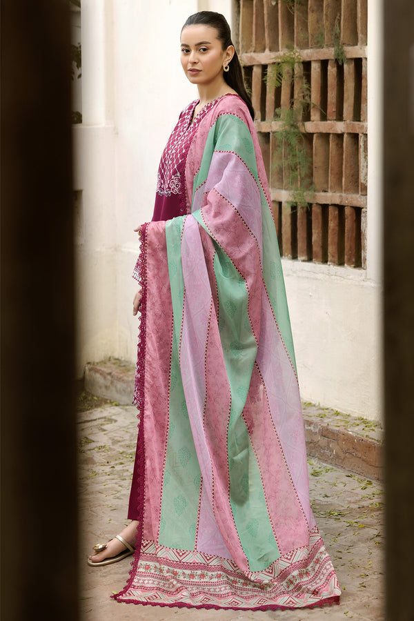 Farasha | Summer Weaves Embroidered Lawn | Satin Ruby -  Farasha Ladies Clothes - Original Designer Dress - House of Maryam