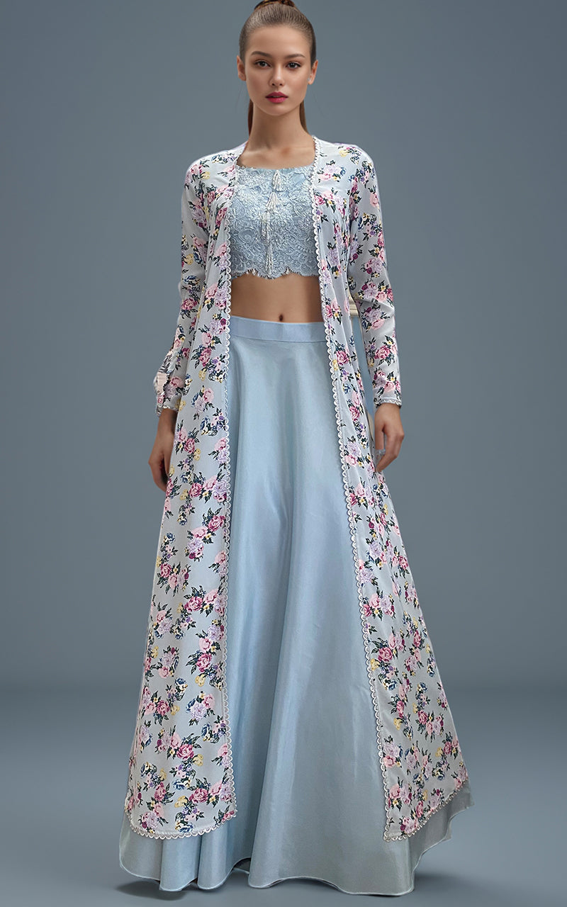 Threads and Motifs | Formal Dresses 25 | Embroidered Blouse With Skirt And Printed Jacket -  Threads and Motifs Ladies Clothes - Original Designer Dress - House of Maryam