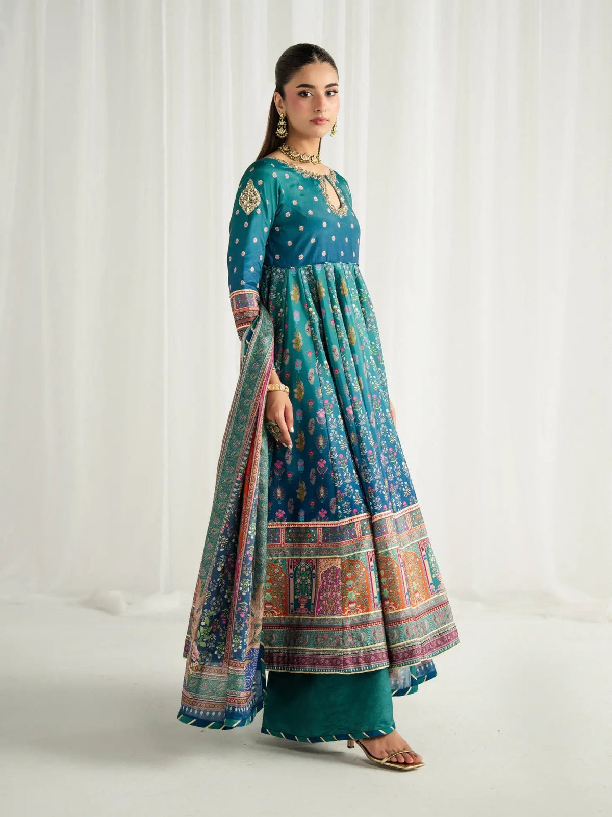 Gulaal | Aira Printed Silk | Azure, image 3
