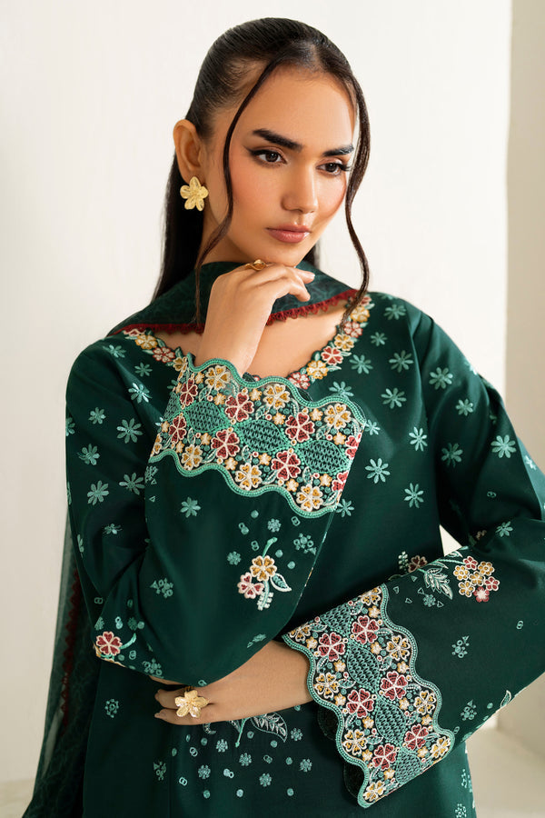 Farasha | Summer Weaves Embroidered Lawn | Willow Green-8