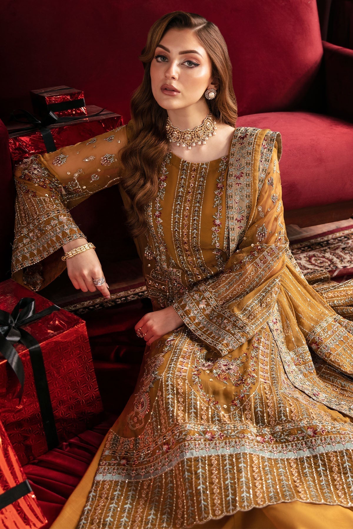 Nureh | Elanora Formal 24 | CRIMSON by Designer Nureh - House of Maryam - Pakistani Designer Ethnic Wear in {{ shop.shopifyCountryName }}