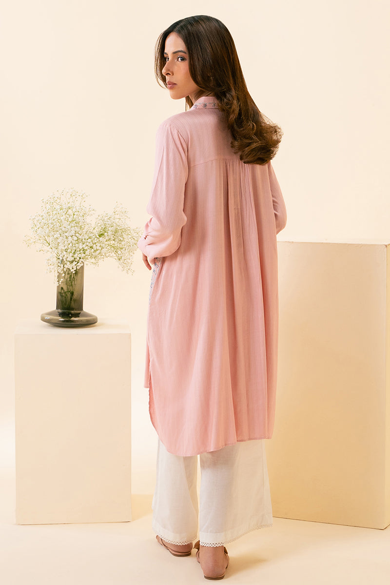 Cross Stitch | Basic Pret | Pink Bliss Embellished Linen Shirt, image 5