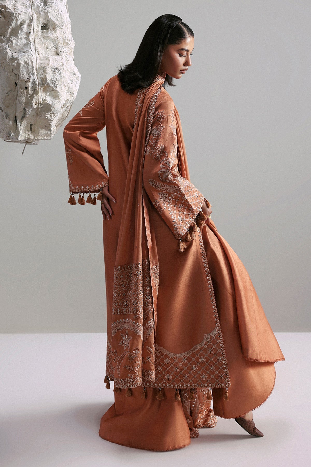 Afrozeh Anastaria rust tussar silk formal suit, photo 2