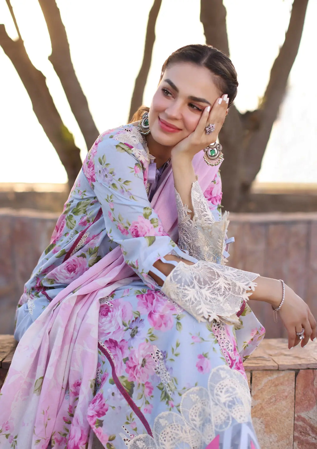 Elaf Premium | Prints Chikankari 24 | 04A OCEAN BLOSSOMS -  Elaf Premium Luxury - Original Designer Dress - House of Maryam