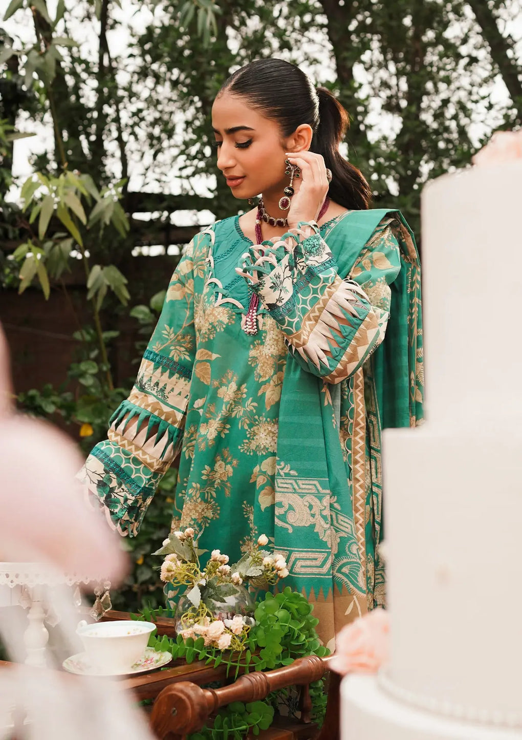 Elaf Premium | Printed Collection 24 | EEP-04B - Chic Teal by Designer Elaf Premium - House of Maryam - Pakistani Designer Ethnic Wear in {{ shop.shopifyCountryName }}