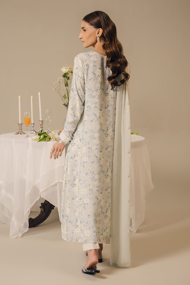 Cross Stitch | Luxury Pret | Pearl Blue-2 PC (Shirt & Dupatta)-8