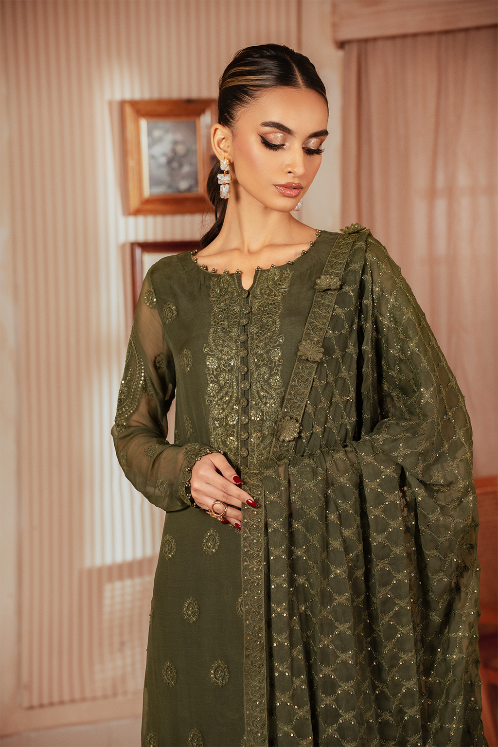 Iznik | Chiffon Kari | ICK-05 Embroidered Chiffon