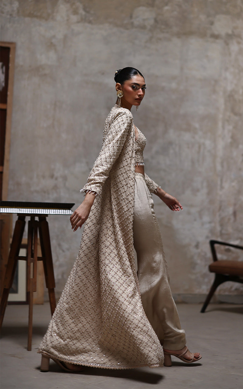 Threads and Motifs | Formal Dresses 25 | Net Embroidered Jacket With Embroidered Blouse And Trouser-3