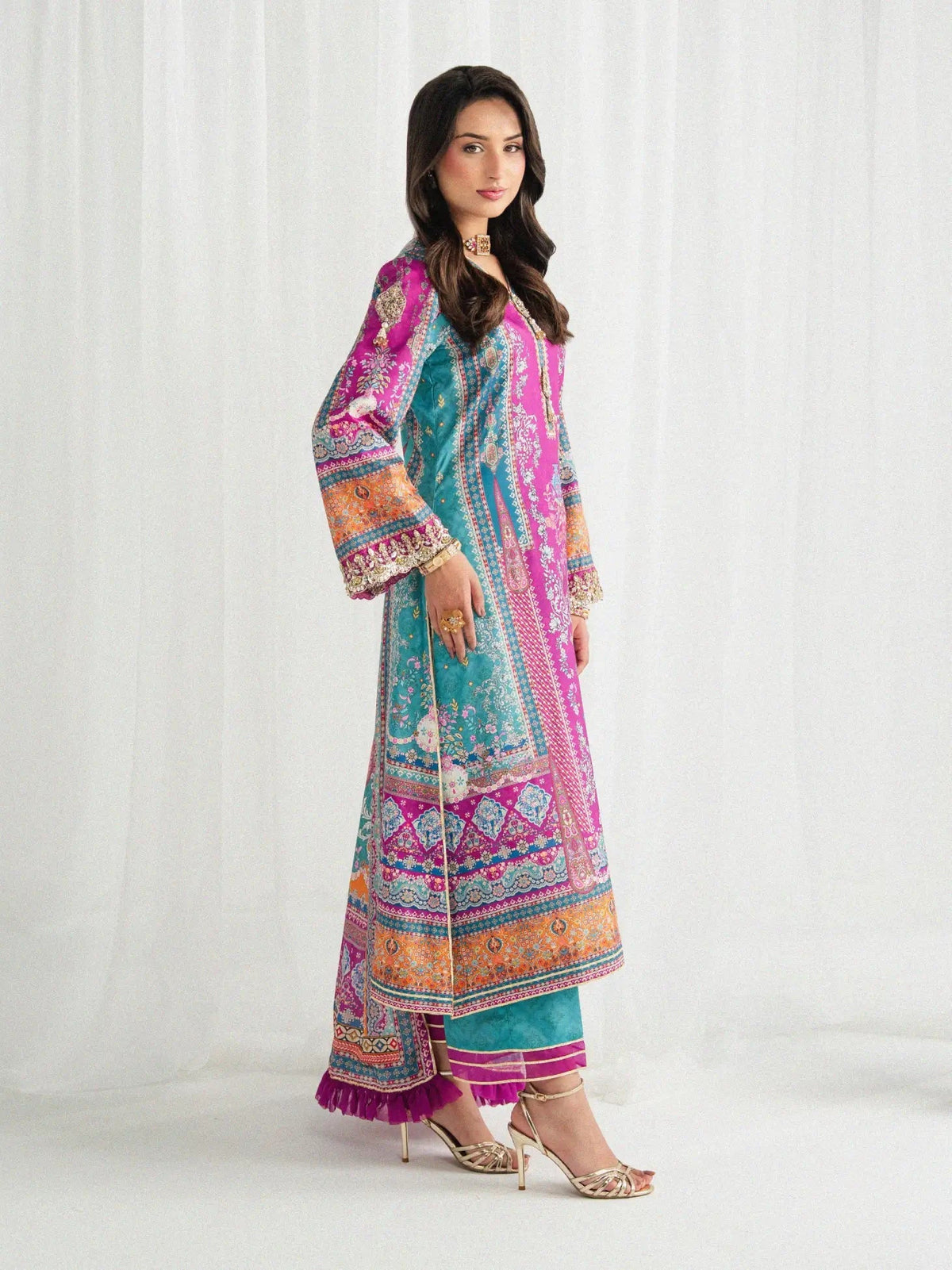 Gulaal | Aira Printed Silk | Magenta Mischief, image 6