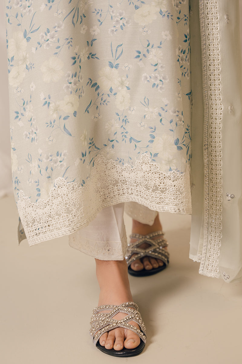 Cross Stitch | Luxury Pret | Pearl Blue-2 PC (Shirt & Dupatta)-5