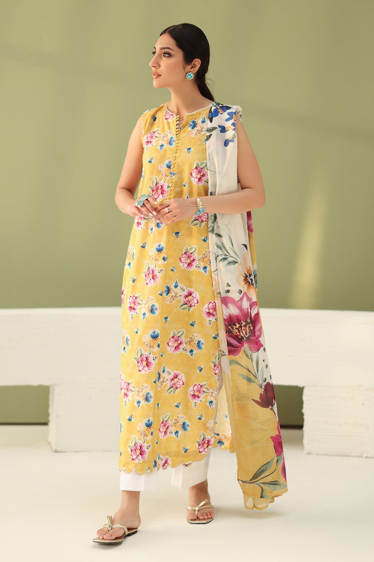 Baroque | Eid Printique | EMBROIDERED PRINTED LAWN UF-4182 -  Baroque Ladies Clothes - Original Designer Dress - House of Maryam