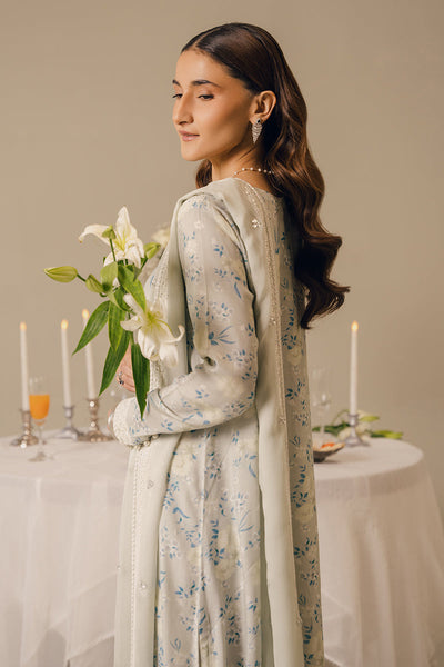 Cross Stitch | Luxury Pret | Pearl Blue-2 PC (Shirt & Dupatta)