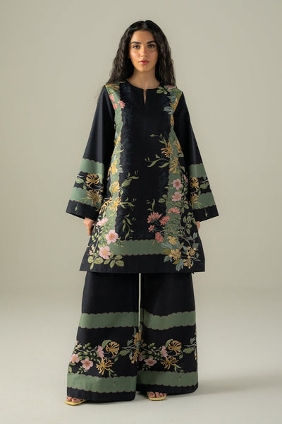 Afrozeh Shadowed black lawn co-ord set