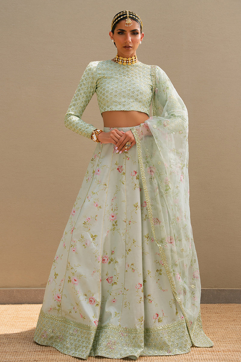 Cross Stitch | Wedding Pret | Tranquil Haze-3PC Silk Embroidered Pret, image 2