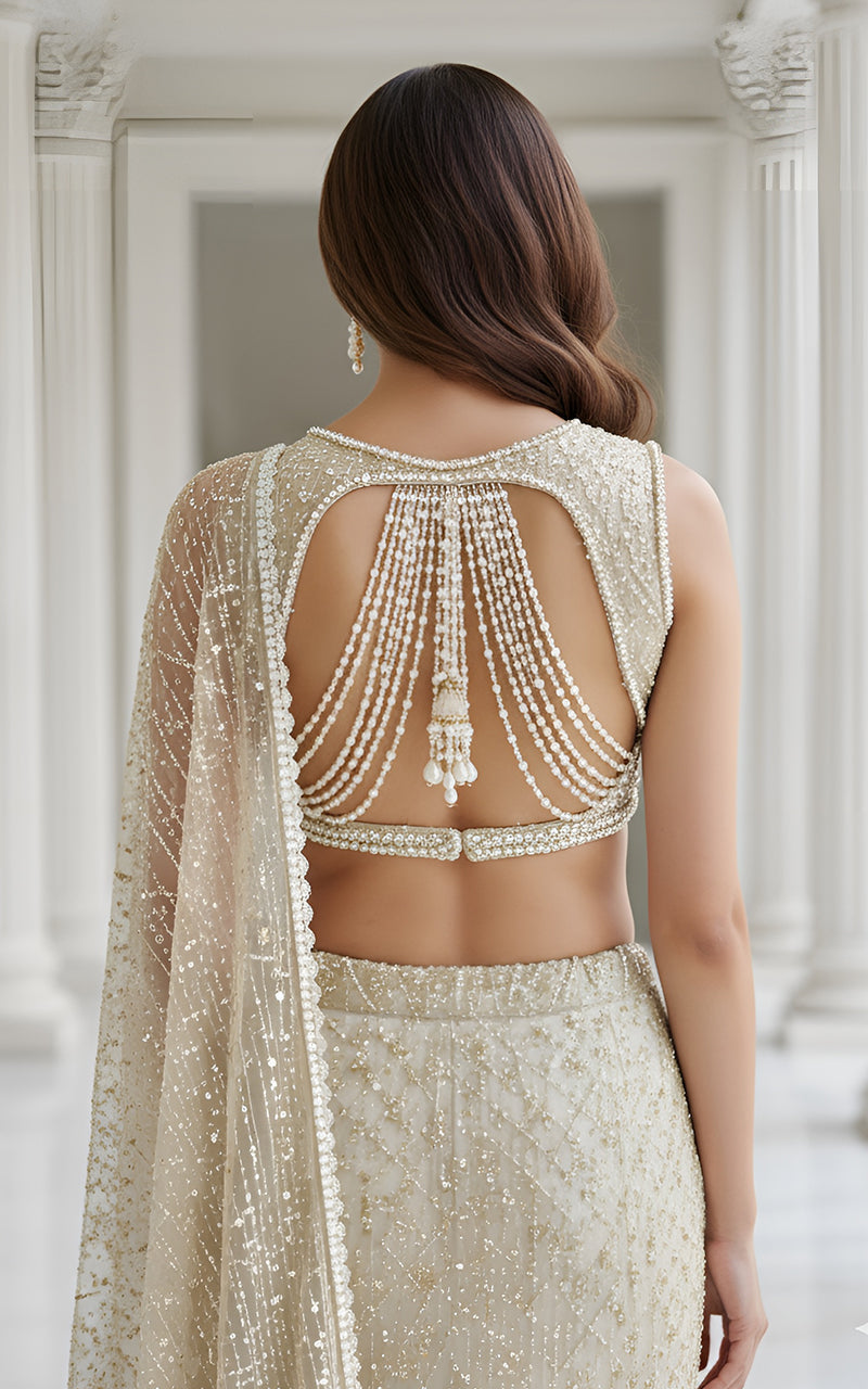 Threads and Motifs | Formal Dresses 25 | Embroidered Blouse With Skirt Saree-4