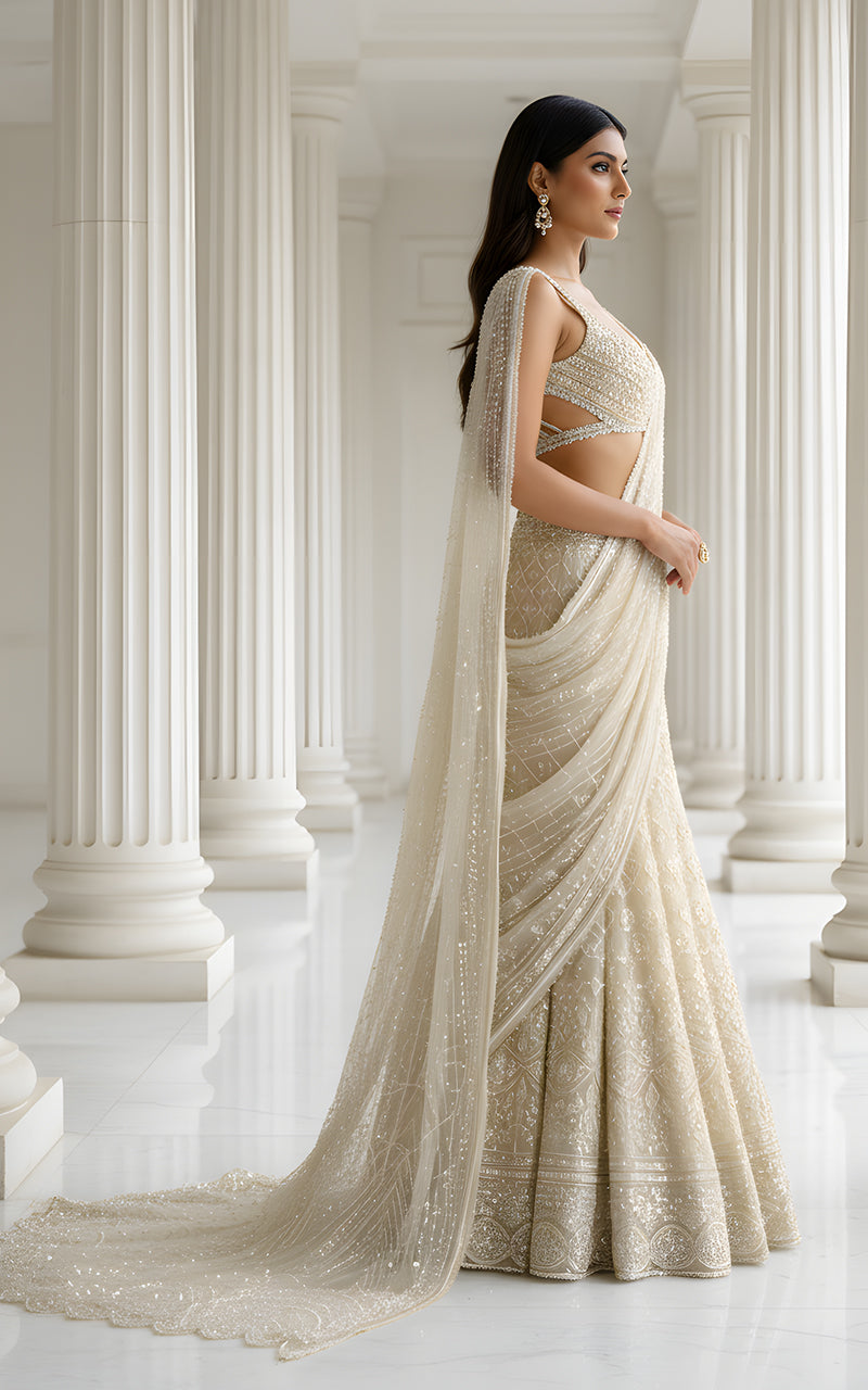 Threads and Motifs | Formal Dresses 25 | Embroidered Blouse With Skirt Saree-5